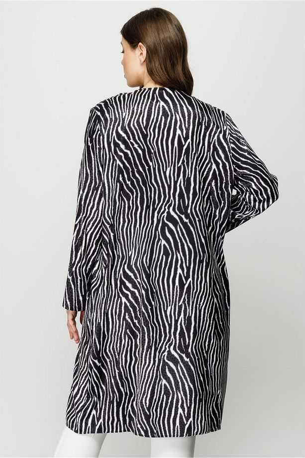 Modailgi Zebra Desen Ikili Uzun Tunik Siyah - 6
