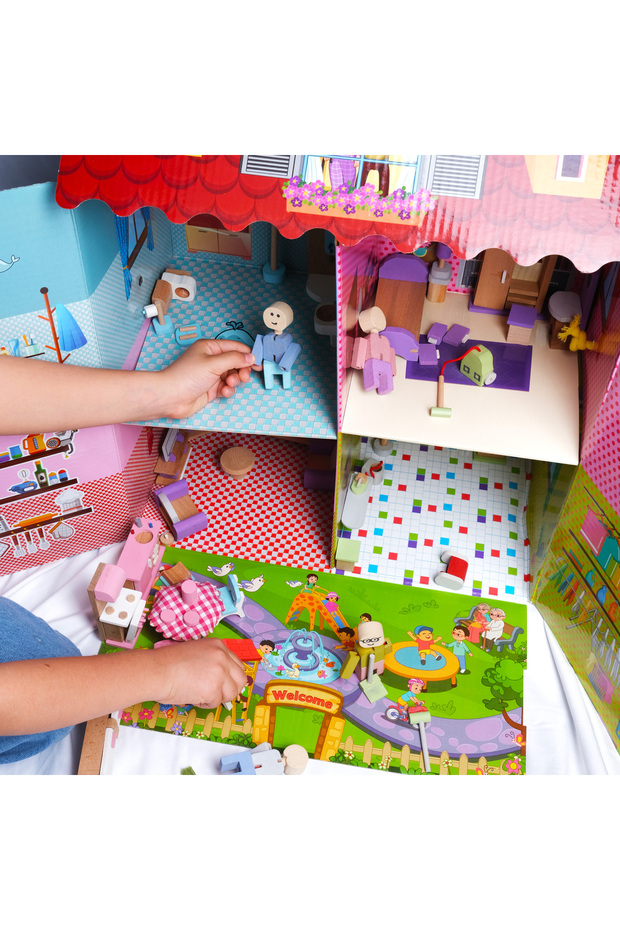 Ahşap Minyatürlü Karton Ev - 3