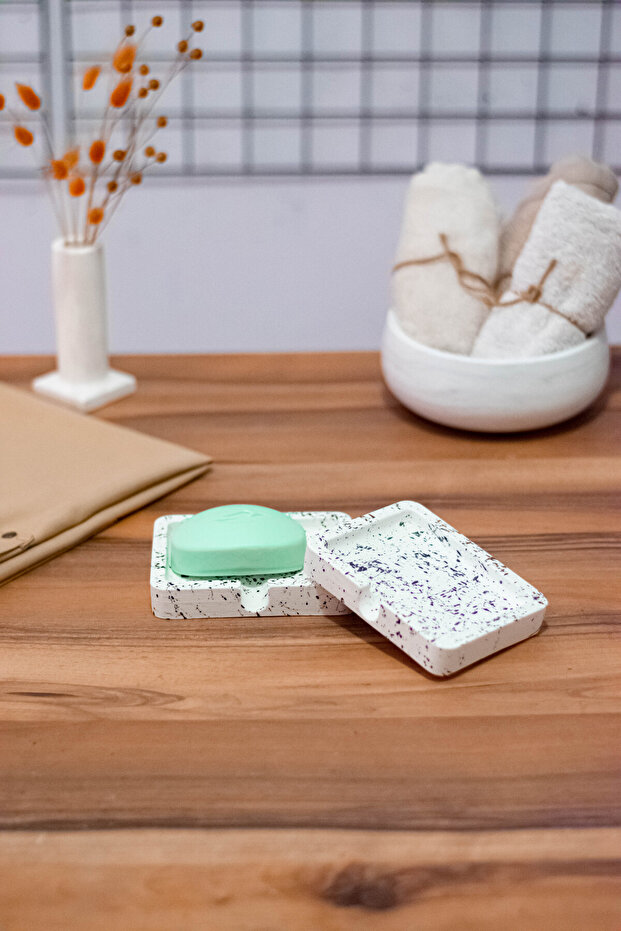 Bathroom Square Cut Solid 2-Piece Soap Dish - 1