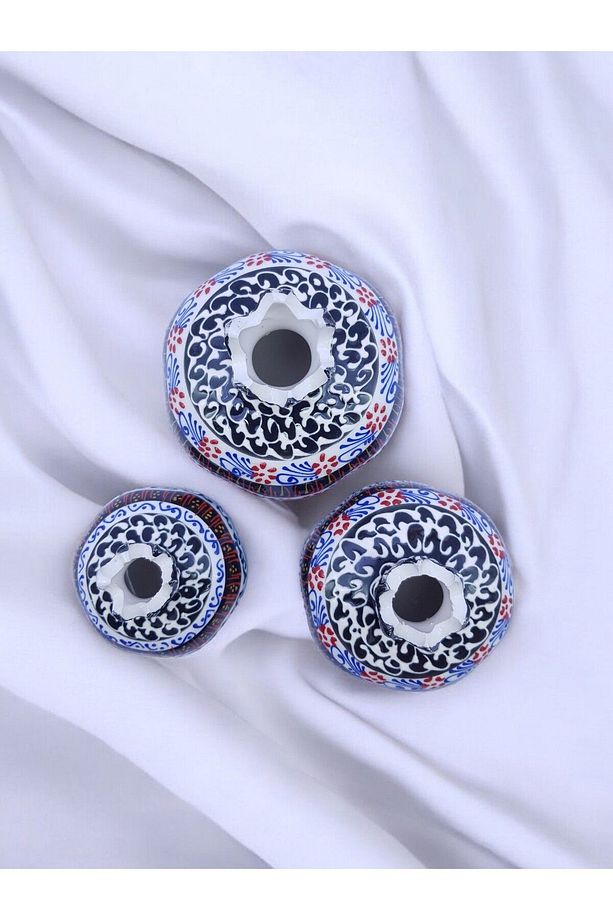 Sharp&art Özel Ve %100 Detaylı El Işlemesi 3'lü Çini Nar Takımı...(12-10-8 CM) - 3