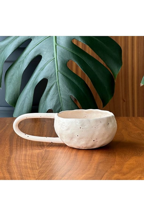 Stoneware Seramik El Yapımı Bej / Camel Fincan - 2