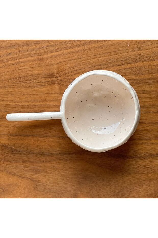 Stoneware Seramik El Yapımı Bej / Camel Fincan - 3