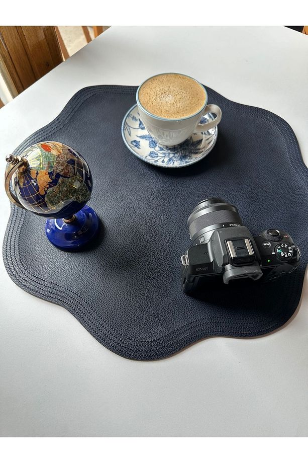 Lacivert Deri Amerikan Servis/ Supla/ Placemats - 3
