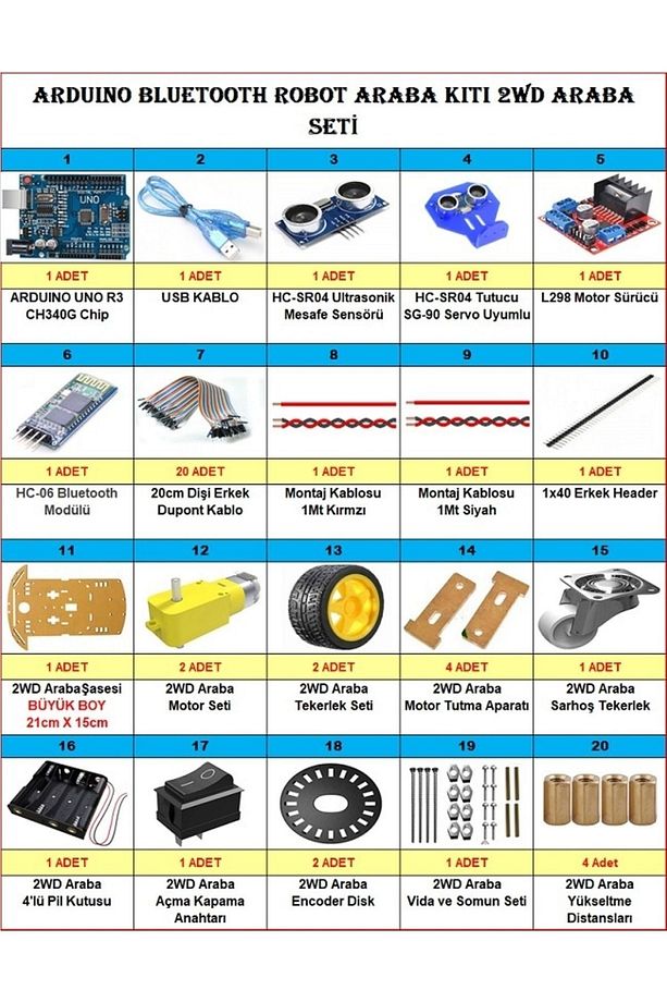 Bluetooth Robot Araba Kiti 2wd Araba Robot Seti - 2