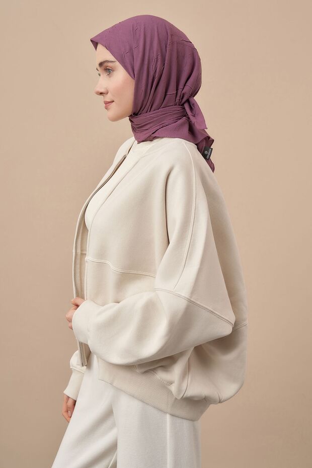 Bambu Kraş Desen Eşarp - Mürdüm - 2