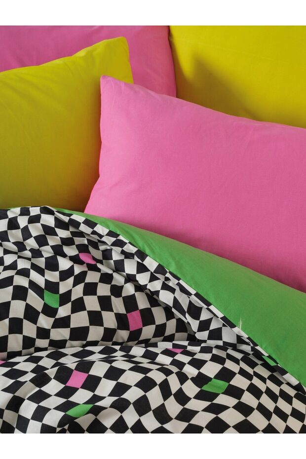  Popping Colors Tek Kişilik Lastikli Çarşaflı Nevresim Takımı Dazzle Yeşil - 4