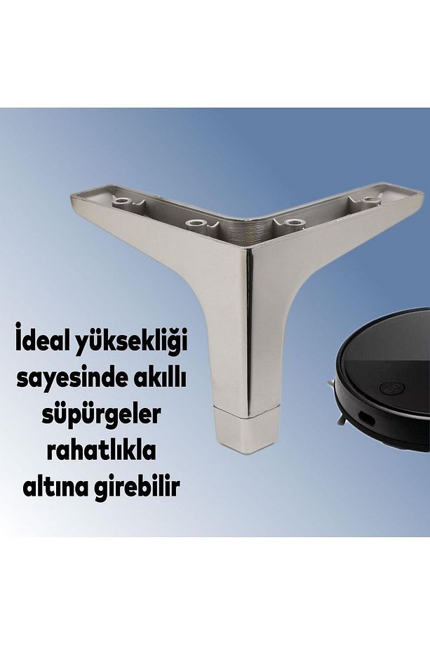 Sedef Lüks Mobilya Kanepe Sehpa Tv Ünitesi Koltuk Ayağı 12 Cm Parlak Plastik Krom Baza Ayakları - 2