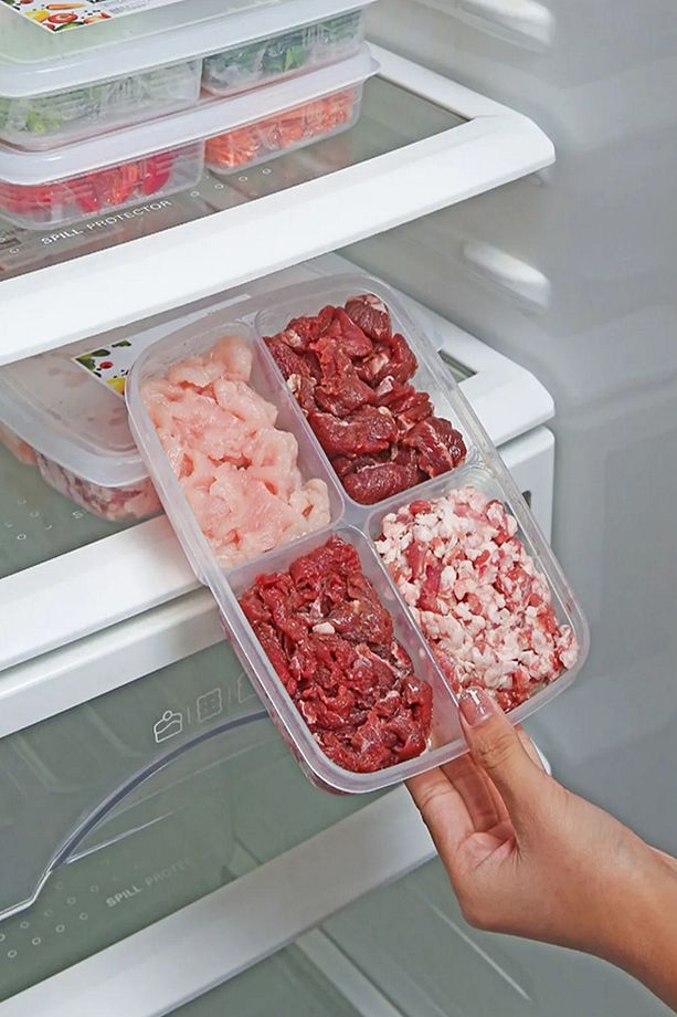 10 Adet 2 Boy Şeffaf Bölmeli Saklama Kabı Seti 5+5 (5 ADET 400 ML) (5 ADET 1000 ML) Buzluk Kabı - 4
