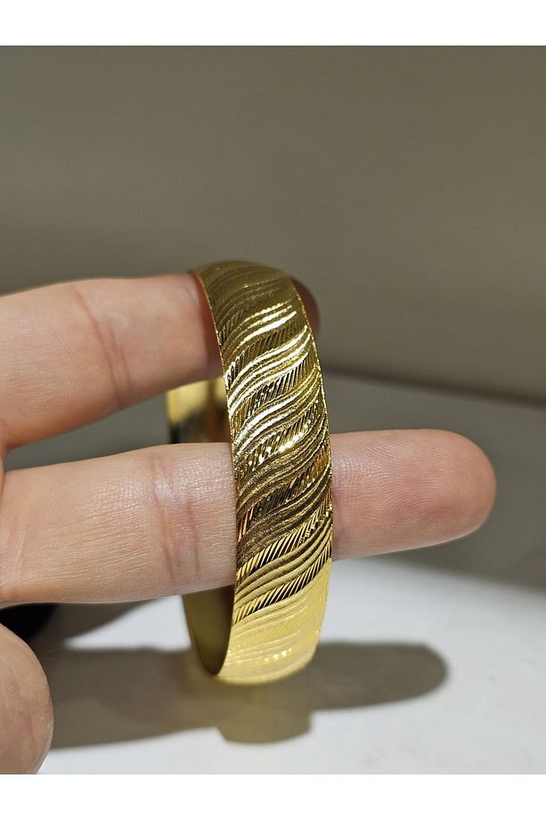 22ayar Altın Kaplama S Kalem Model Bilezik 1 Adet 1.5 Cm Eninde - 2