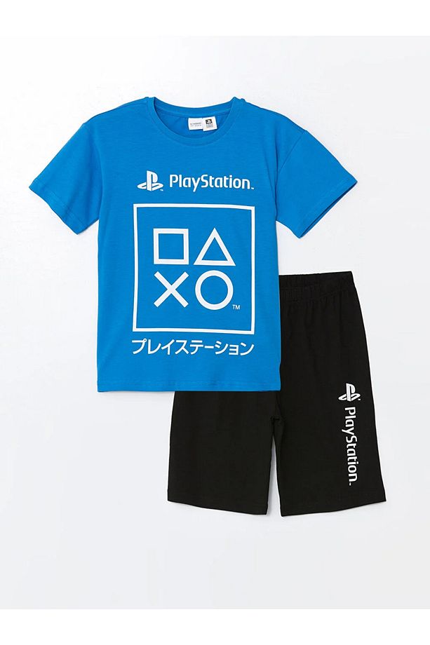 LCW Kids Bisiklet Yaka PlayStation Baskılı Erkek Çocuk Şortlu Pijama Takımı - 1