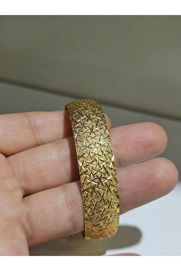 22ayar Altın Kaplama Kristal Model Bilezik 1 Adet 1.5 Cm Eninde - 2