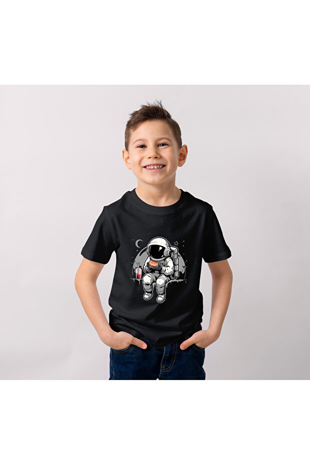 Boys/Girls Nasa Astronaut Printed Black Tshirt