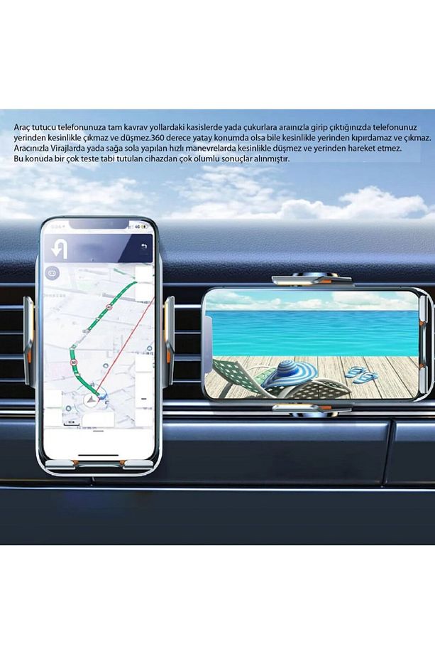 Magsafe Kablosuz iPhone Xiaomi Samsung Sensörlü Araç Tutucu Şarj Cihazı C11 - 6