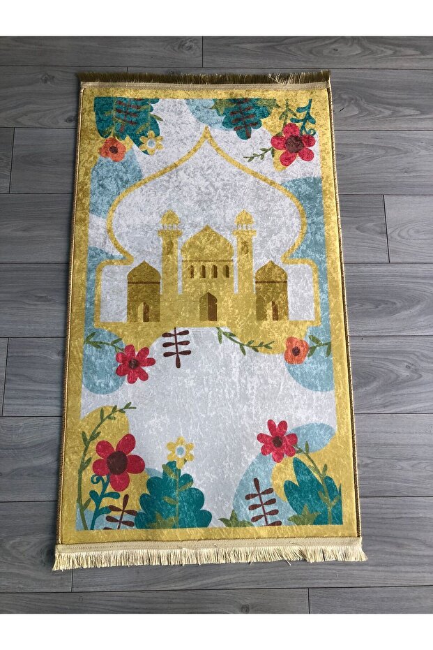 Non-Slip Base Machine Washable Digital Printed Prayer Rug 70x120cm