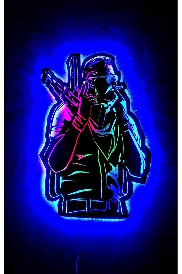 CSGO Adam Silüet Led Tablo Keleş-AK47 Tutan Adam - 1