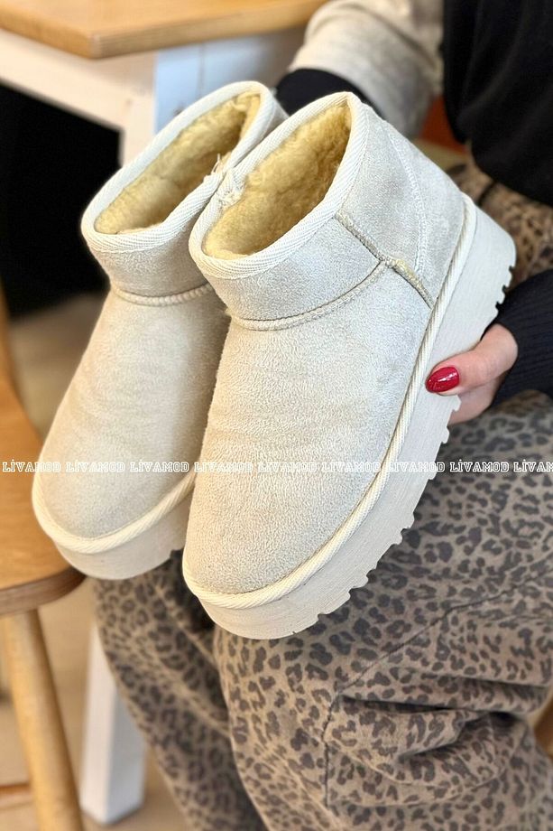 Teel Içi Kürklü Mini Süet Kışlık Taban Bot & Bootie - 1