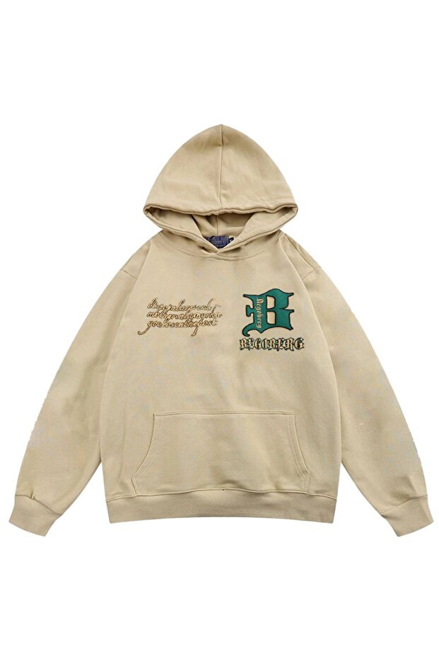 Unisex Beige Begoberg Printed Oversize Hooded Sweatshirt