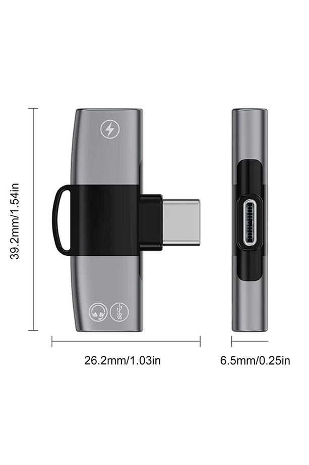 Mini 2in1 Type-c to Type-c Kulaklık + şarj Adaptöru SİYAH - 6