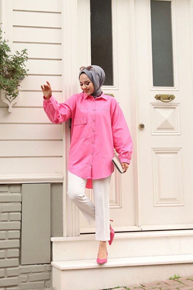 Poplin Balloon Sleeve Oversize Shirt