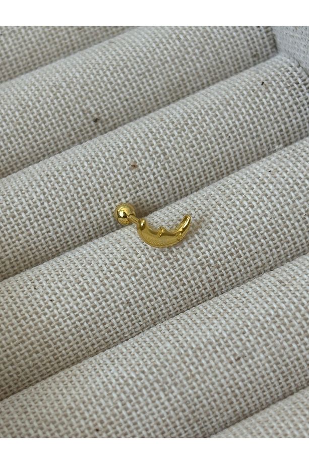 925 Gümüş Minimal Ay Desenli Piercing 6 mm Bar 7 mm Figür - 2
