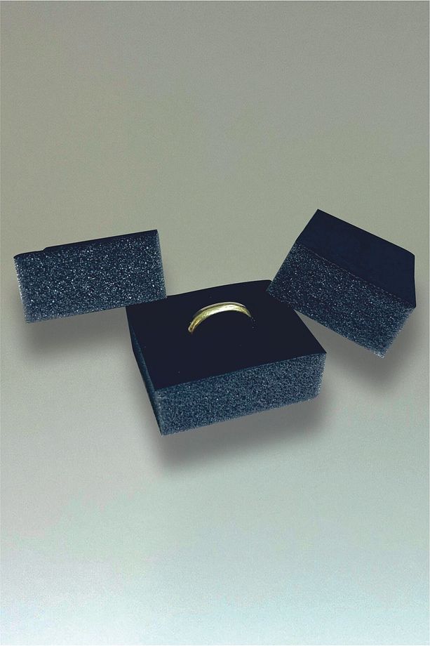 Sünger Yüzük Kutusu Süngeri 30 Adet 4,5x5,5x2cm Siyah Flok Kaplı - 3