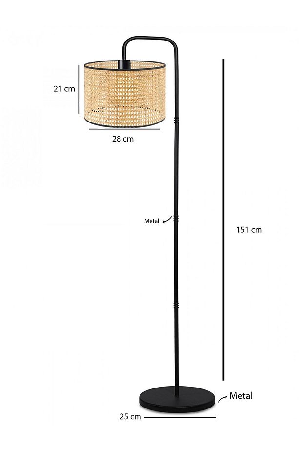 Urban Hazeran Rattan Lambader Gece Lambası Metal Ayak - 3