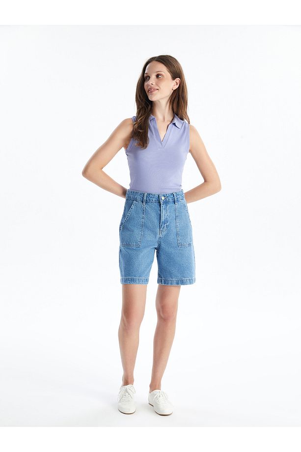 Bermuda Fit Kadın Jean Şort - 4