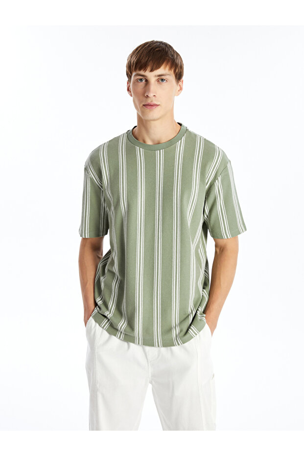 Striped Crew Neck Men's T-Shirt - Short Sleeve