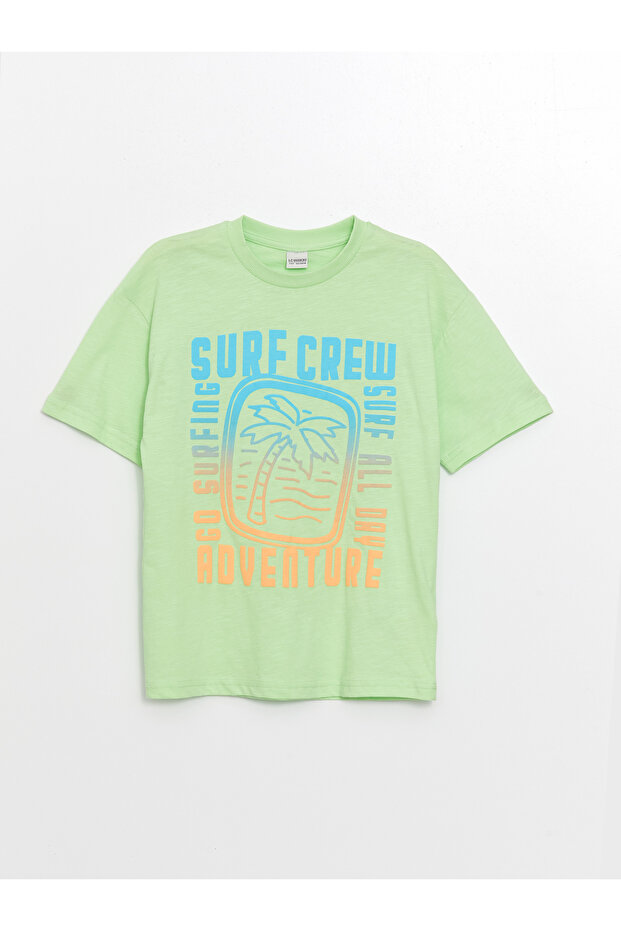 Lcw Kids Light Green Oversize Crew Neck Boys' T-Shirt (S4)