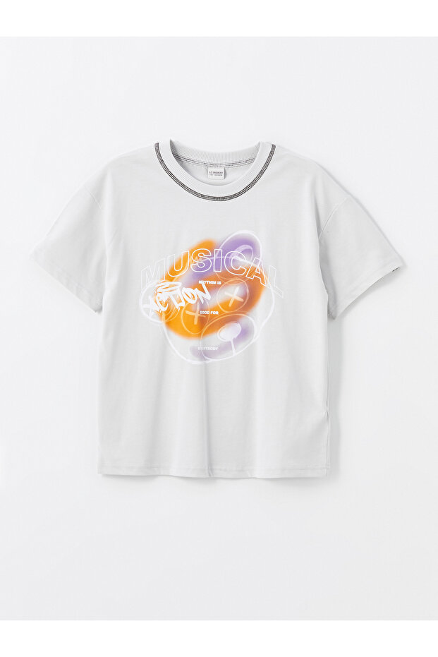 Lcw Kids Light Gray Oversize Crew Neck Boys' T-Shirt (S4)
