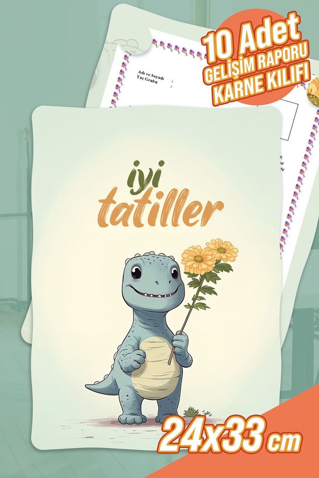 Dinosaur Themed A4 Kindergarten Kindergarten Development Report Card Cover (Container) 10 Card Ornament
