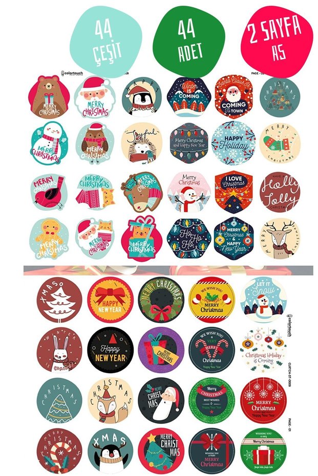 New Year Themed Sticker, Gift Package Labels, 44 Different Types, Total 44
