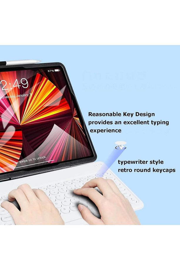 NPO SSA MID8017TB 8" Uyumlu Kablosuz Bluetooth Şarj Edilebilir Yuvarlak Tuşlu Klavye Mouse Seti - Be - 6
