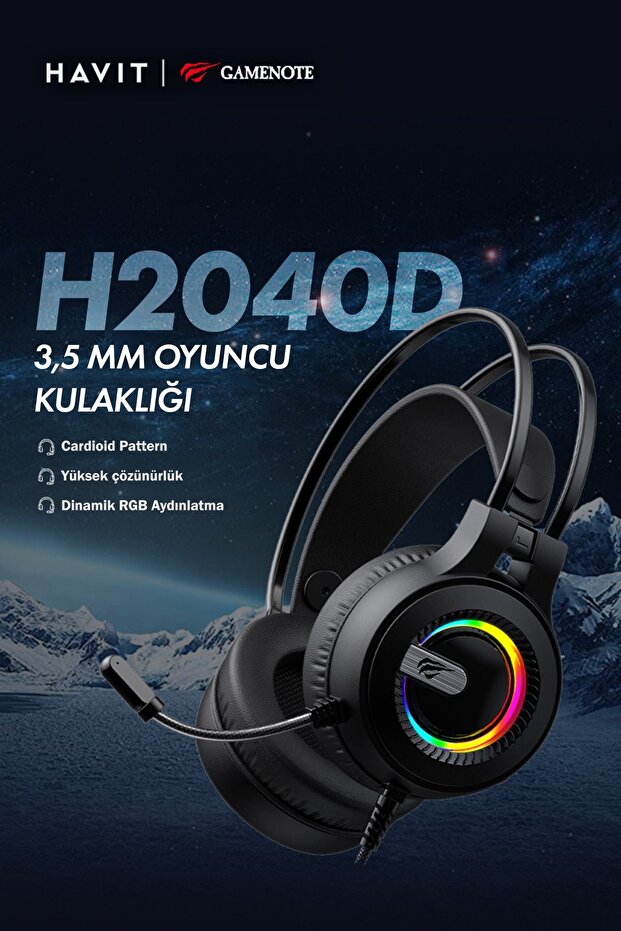 Gamenote H2040D RGB Aydınlatmalı Mikrofonlu Gaming Oyuncu Kulaklığı - 3.5mm Jack + USB - 5
