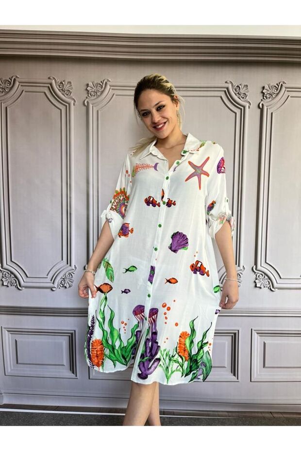 Women's Cotton Long Sleeve Shirt Dress