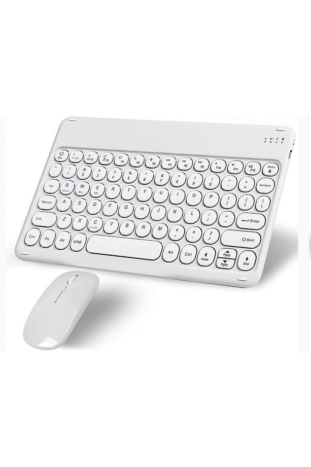 NPO SSA MID8017TB 8" Uyumlu Kablosuz Bluetooth Şarj Edilebilir Yuvarlak Tuşlu Klavye Mouse Seti - Be - 1