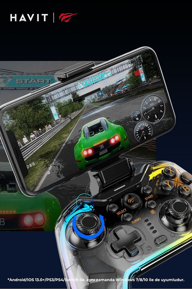 Gamenote G158BT Pro Transparan RGB Gamepad Joystick (Android, IOS, PS3, PS4, Switch,PC Uyumlu) - 4
