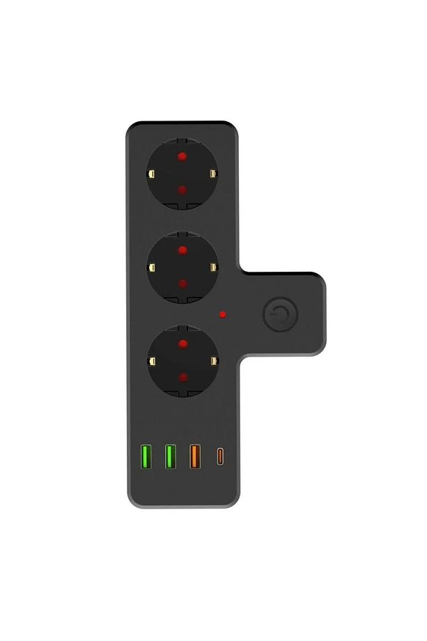 FTR-12 3'lü Termal Akım Korumalı Priz 3 USB + 1 Type-C 20W PD Giriş - 2