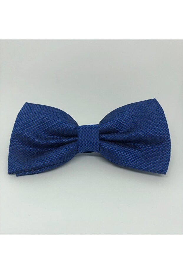 Cobalt Blue / Woven Patterned Fabric Bow Tie - with Handkerchief