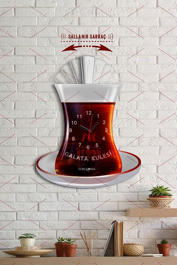 Galata Kulesi Çay Tiryakisi Sallanır Sarkaçlı Mutfak Duvar Saati - 1