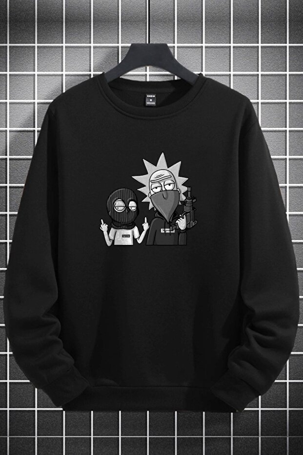 Unisex Women Men Rick Gang Printed Crew Neck Sweatshirt