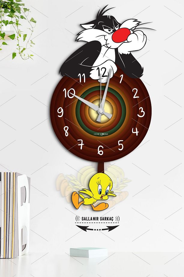Sylvester ve Tweety Sallanır Sarkaçlı Duvar Saati - 1