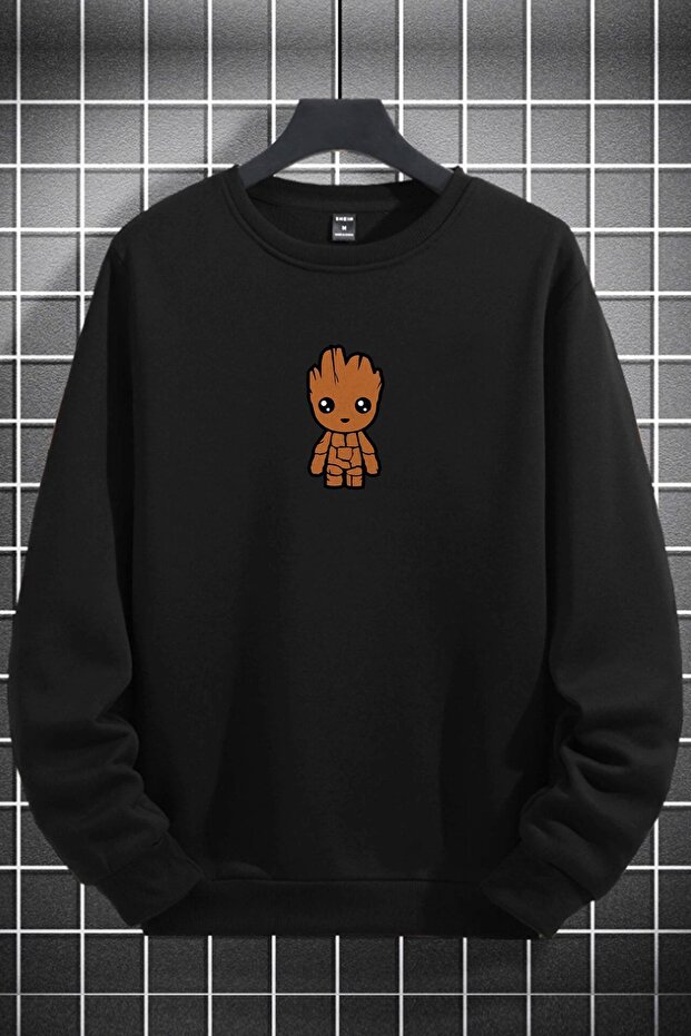 سويت شيرت رجالي من الجنسين برقبة دائرية مطبوعة من Groot