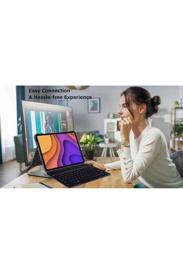 Technopc Ultrapad UP10.S21LA 10" Uyumlu Kablosuz Bluetooth Şarj Edilebilir Yuvarlak Tuşlu Klavye Mou - 2