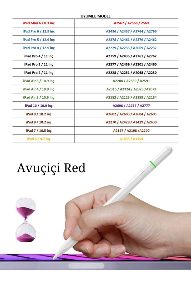 iPad 10. Nesil Uyumlu Pencil USB-C Avuç İçi Red Eğim Özellikli Bluetooth Bağlantılı Stylus Kalem - 6