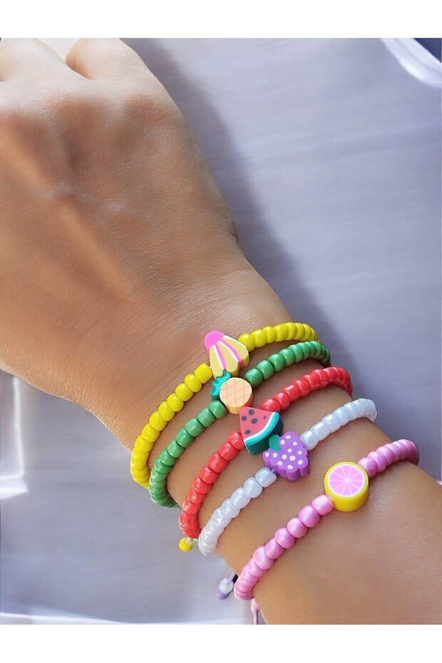 Eid Gift Kumboncuk Fruit Figured 5-Piece Children's Bracelet Set