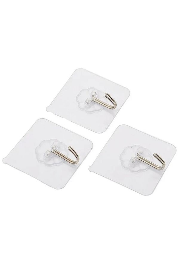1 Adet 6x6cm Şeffaf Güçlü Kendinden Yapışkanlı Kapı Duvar Askıları Ağır Yük Taşıma. - 6