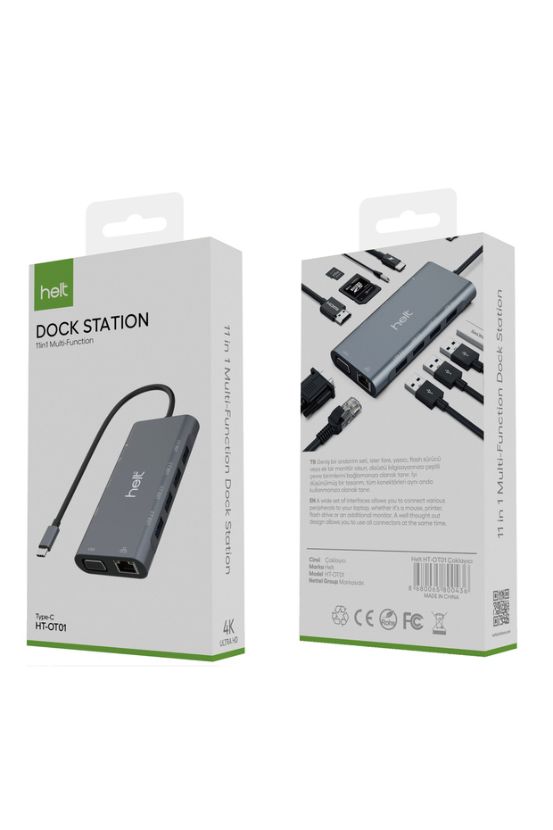 HT-OT01 USB + Hdmı + Vga + Type-C + Jack + Ethernet + Sd Kart To Type-c Dönüştürücü  NT-100956 - 3