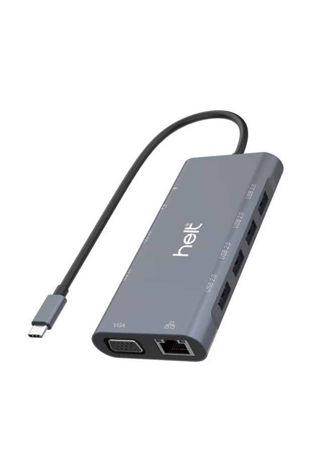 HT-OT01 USB + Hdmı + Vga + Type-C + Jack + Ethernet + Sd Kart To Type-c Dönüştürücü  NT-100956 - 1