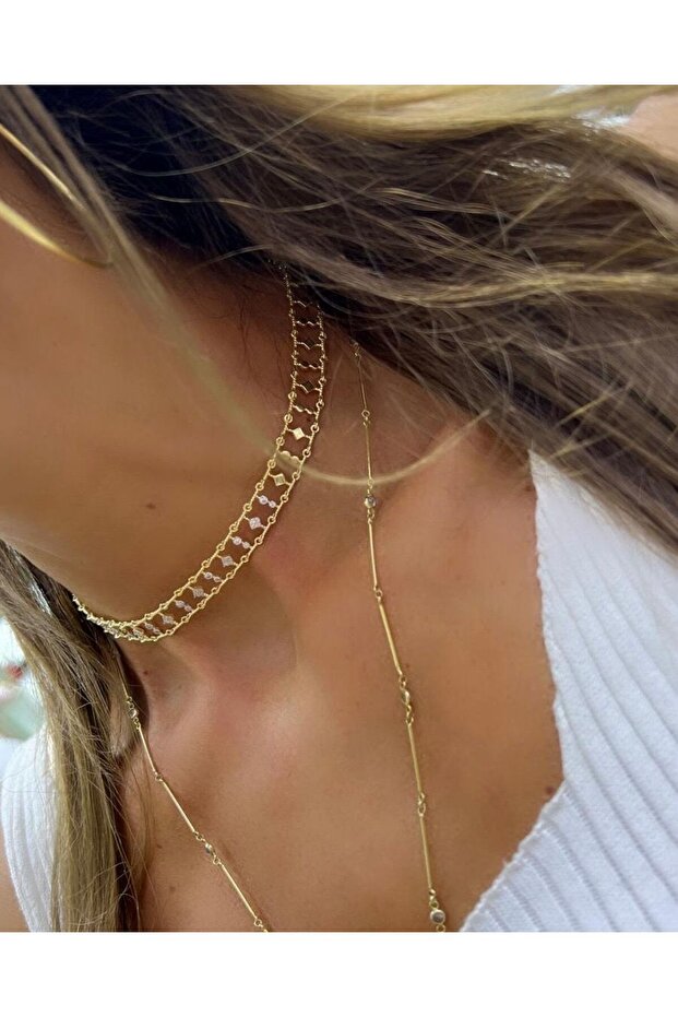 Desenli Choker Kolye - 1